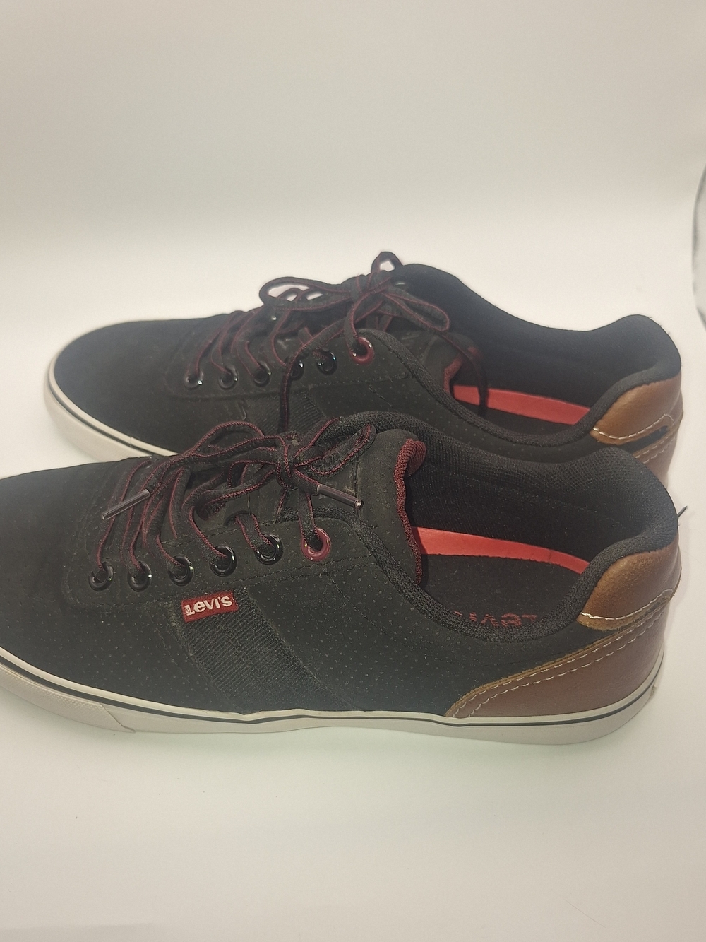 Levi's Men's Black Canvas Sneaker with Brown Heel Accent